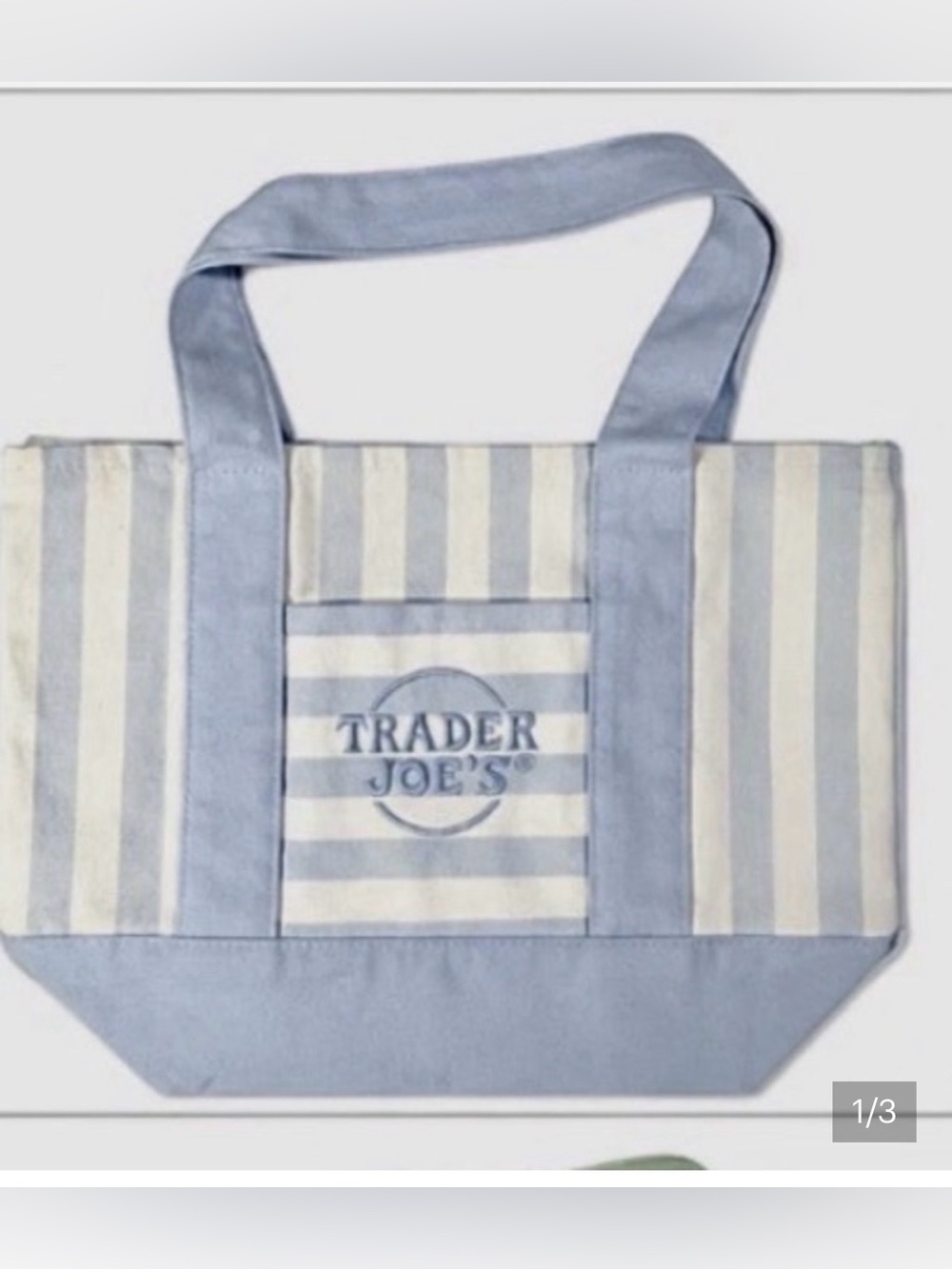 Trader Joe's Mini Tote Bag [off white with blue stripes]